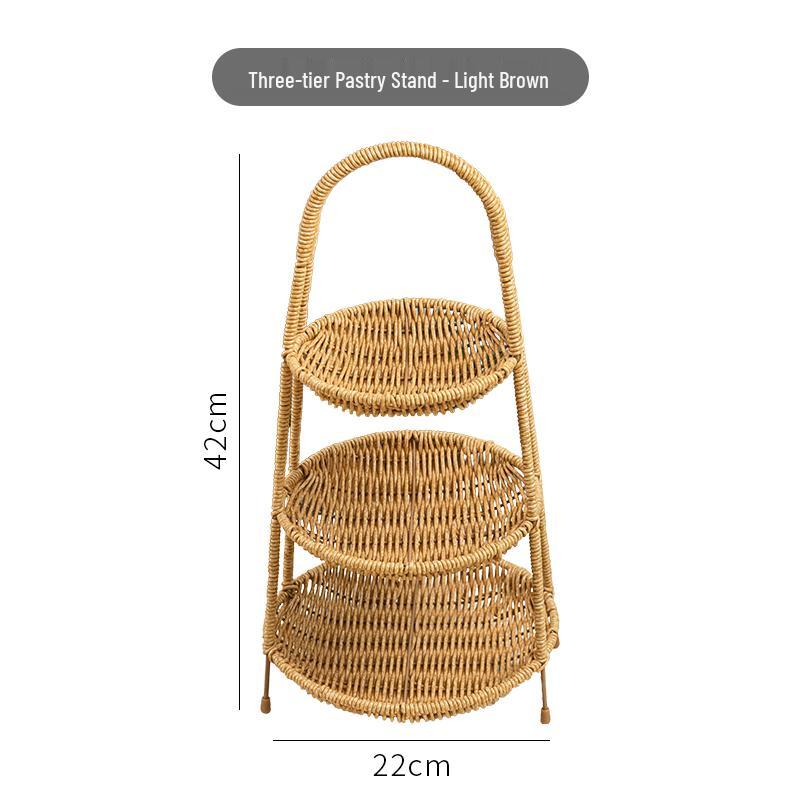 Fruit Tea Tray: Multi-layer Basket, Snack Plate, Brazier for Boiling Tea, Dried Fruit Display, Imitation Rattan Weave, Perfect for Afternoon Tea.