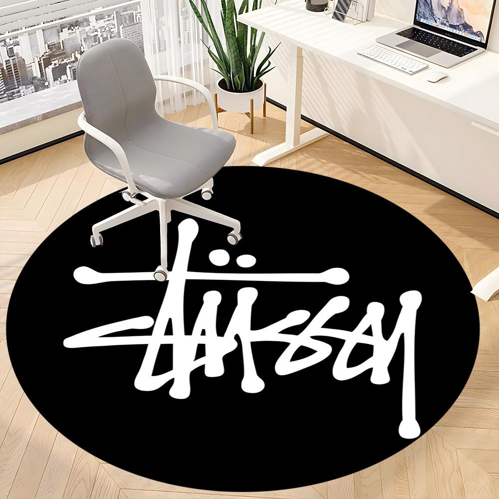 1PC Stussy Office Round Rug, Non-slip, Soft and Durable Office Rug for Interior Decoration, Perfect for Office, Beautiful Decoration