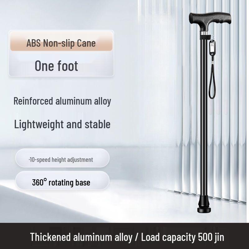 Fishing Bear Telescopic Walking Stick: Lightweight, Non-Slip, Multi-Functional Cane for Elderly Black Recovery Aid Cane