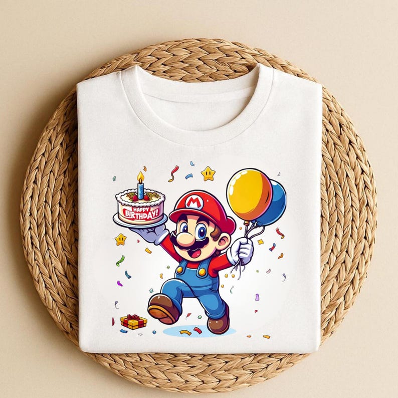 Super Mario Birthday Shirt, Super Mario Family Party Shirt, Happy Birthday Super Mario Shirt, Super Mario Gift, Super Mario Kids Shirt 120