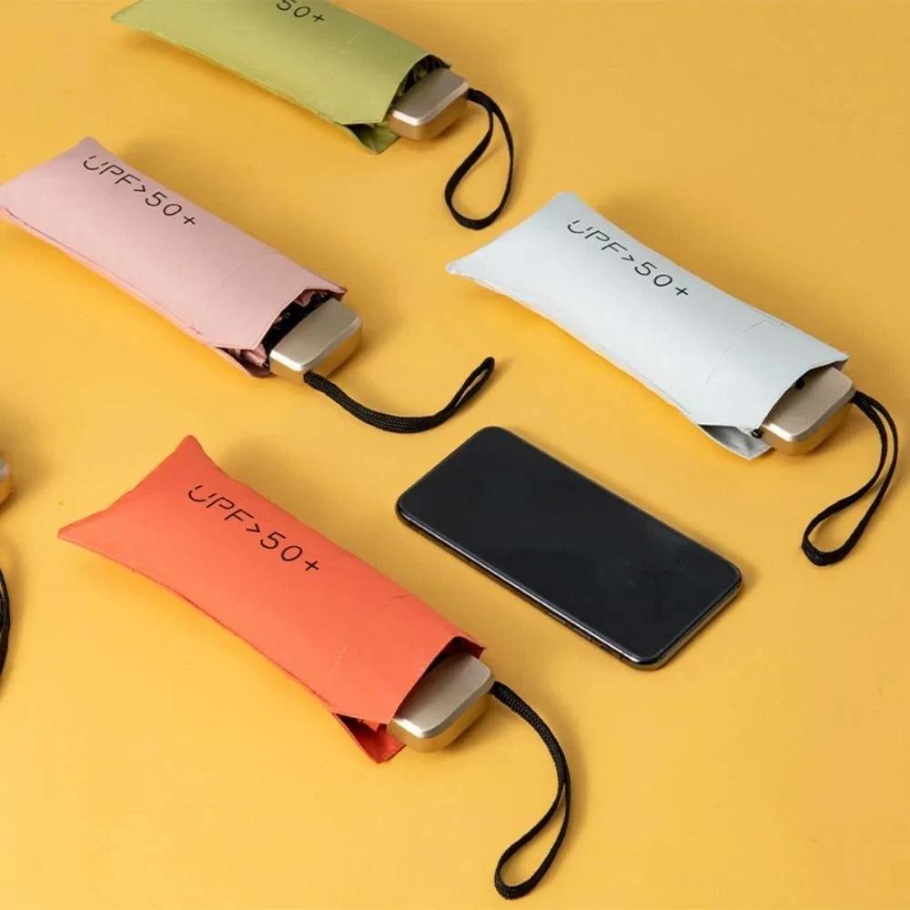 80% Off Mini UV Umbrella Small Pocket Travel Rain Parasol Vinyl Folding Sun Shade Umbrella UPF50+ Portable Capsule Umbrellas