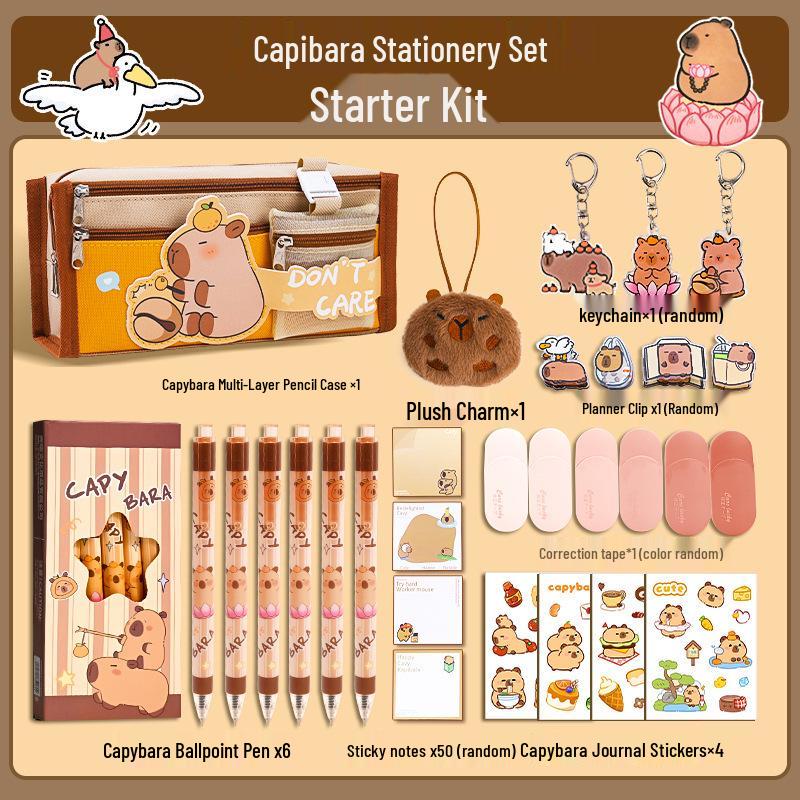 

Набор канцелярских принадлежностей на День защиты детей с капибарой - Набор креативных учебных принадлежностей