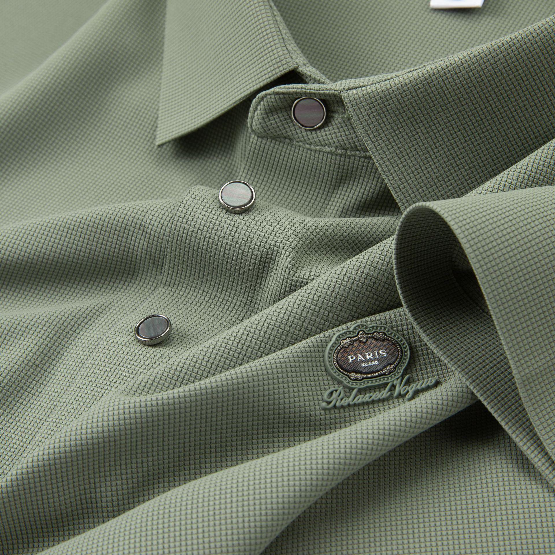 

Men s High-End Stretch Waffle-Knit Polo Shirt – Non-Iron, Short-Sleeved, Trendy 3XL білий