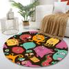 Colorful Cartoon Monsters Pattern Print Round Rug, Living Room, Bedroom, Playroom Carpet, Non Slip Floor Mat, Gift