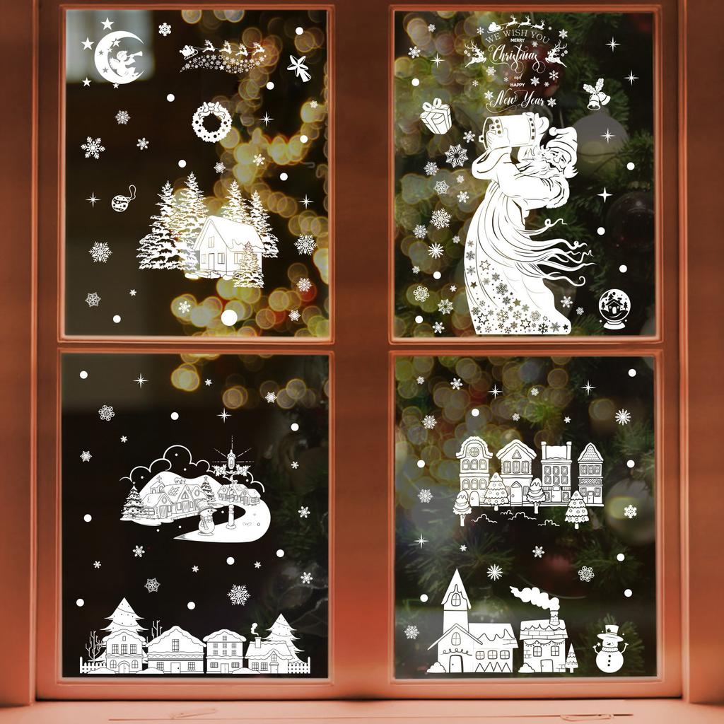 Christmas Stickers Santa Claus Snowman Snow House Sling Ball Pendant Christmas Party Decoration