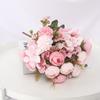7 Head Rose Artificial Flowers 32cm Hydrangea Hybrid Bouquet Silk Fake Flower for Home Garden Wedding Decor, 1pc
