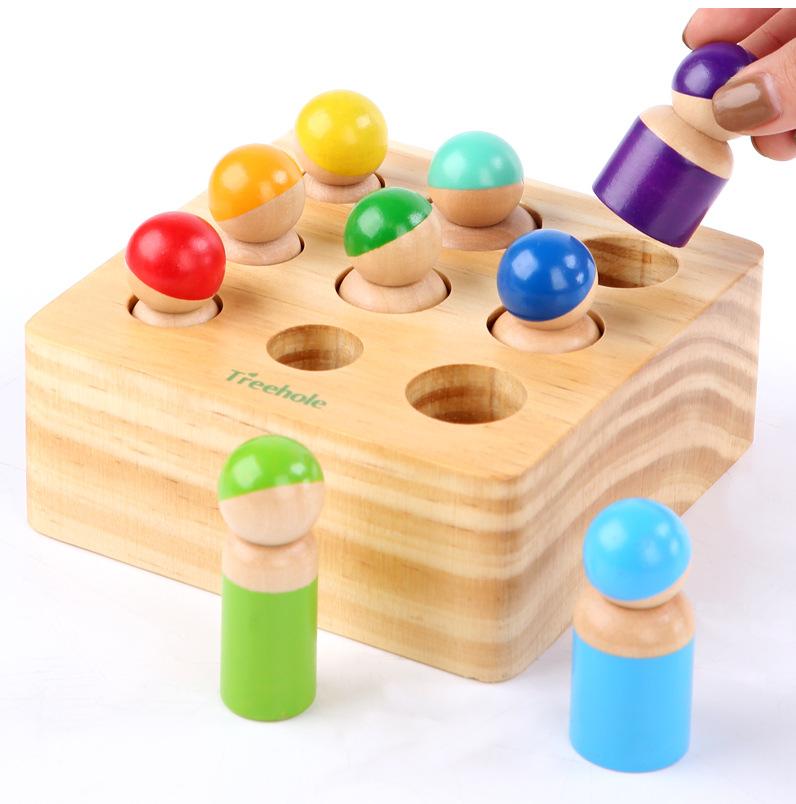 Wooden Early Education Bunny Day And Night Color Toy Car Children'S Educational Creative Splicing Building Block Baby