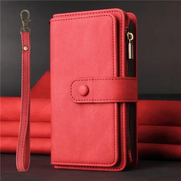 Multi 15-Card Zipper Wallet Leather Cover for Xiaomi Poco F8 Ultra F7 Pro F6 F5 F4 GT F3 Lanyard Anti Drop Wrist Phone Bag Cover