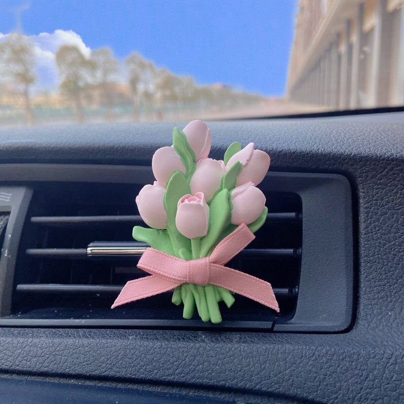Ins Car Air Freshener Vent Decoration High-End Jasmine Aroma Diffuser Stone Tulip Car Perfume Popular for Women