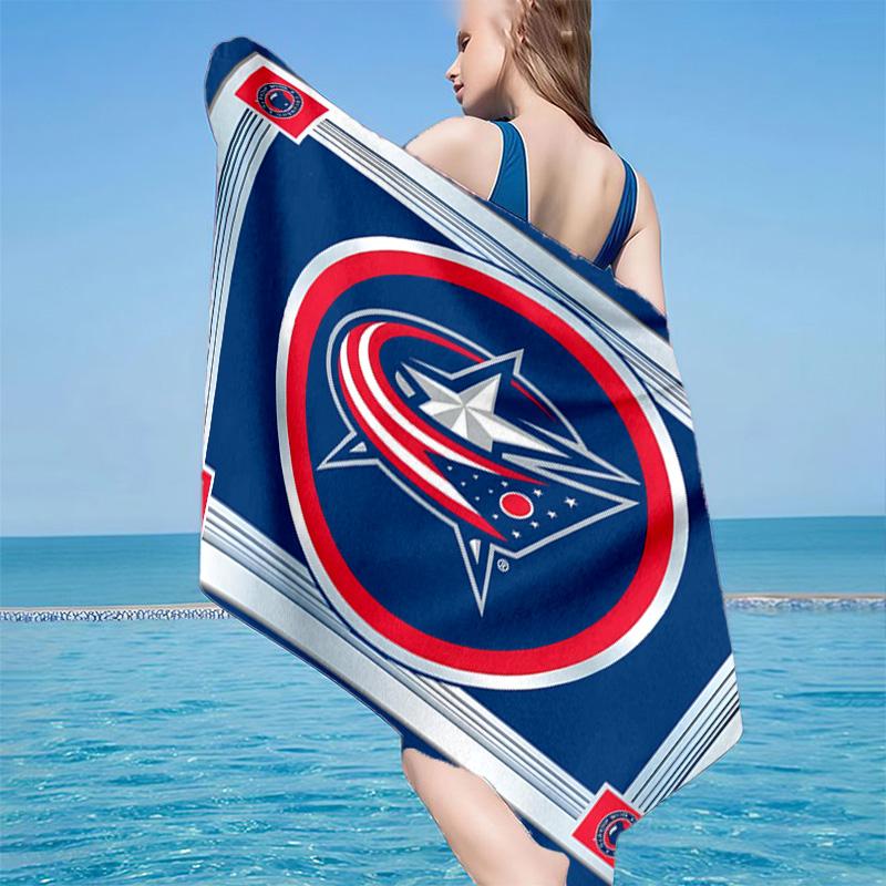 Blue Jackets Microfiber Beach Towel, Soft And Absorbent, Quick-Dry, Ideal for Summer Travel, Beach Essential, Swimming Pool Gifts