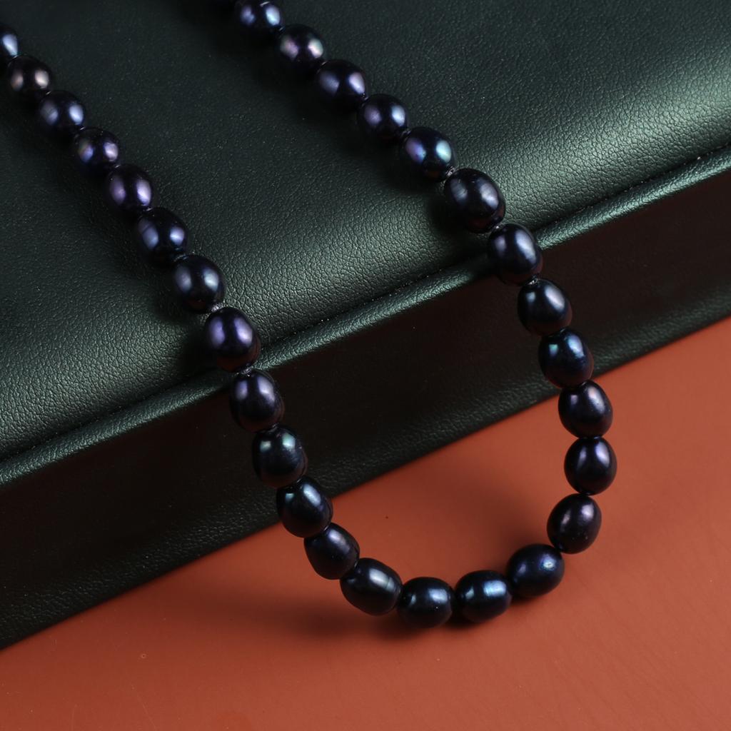 1String, Black Natural Freshwater Pearls, 7-8mm, Handmade Rice Pearl Beads for Jewelry Making DIY, Cheapest Items Available 36cm