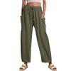 Women Plus Size Wide Leg Pants Middle Waist Summer Baggy Pants With Pockets