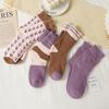 Women's Autumn and Winter Thickened Socks Warmth Purple Heart-shaped Breathable Floor Socks