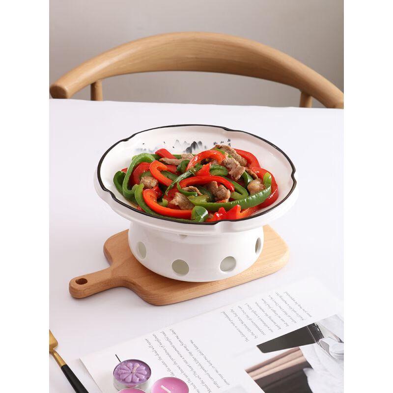 Ceramic Food Warmer with Alcohol/Candle Stove