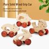 Beech Wood Toy Car - Original Inertia Push Car for Infants, Grasping Training, Solid Wood, Safe for Teething, Educational