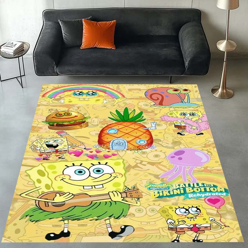 3D S-SpongeBob Patrick Star Cartoon Carpet Rug for Playroom Bedroom Living Room Sofa Home Decor,kids Area Rug Non-slip Floor Mat
