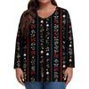 Women's Fashionable Casual Long Sleeved Plus Size  Print Top Plus Size Floral Print Top