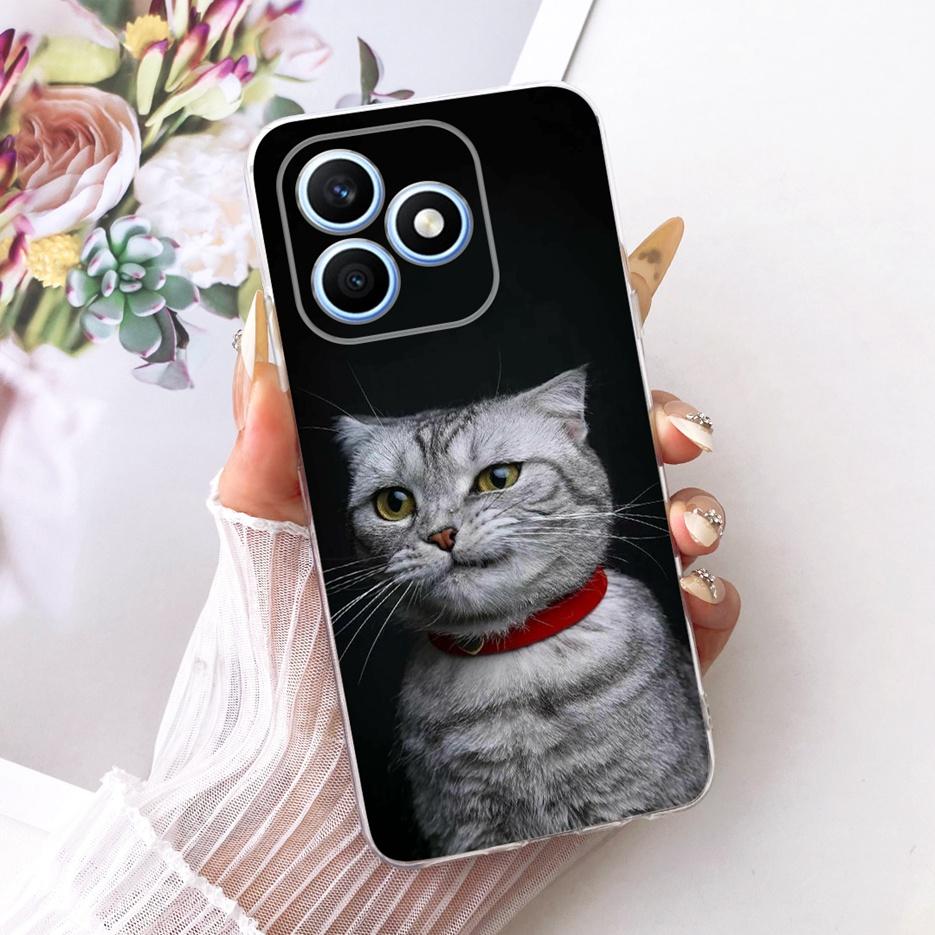 For Honor X8d 4G Case Cute Cat Luxury Flowers Painted Cover Soft Slim Phone Case For Honor X8d X 8d HonorX8d 4G Back Cover Coque