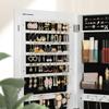 SONGMICS Jewellery Cabinet Armoire, Lockable Wall-Mounted Storage Organiser Unit with 2 Plastic Cosmetic Storage Trays, Full-Length Frameless Mirror