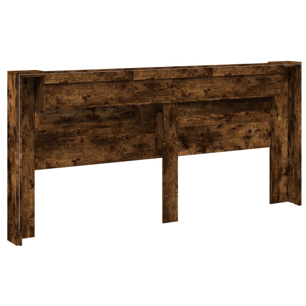 LED Headboard with Shelf Smoked Oak 220 X 16.5 X 103.5 Cm