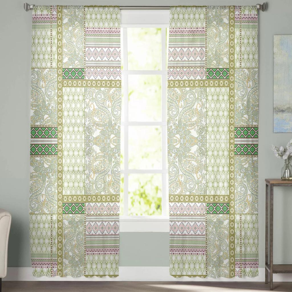 Blätter Blumen Viereck Peris Schlafzimmer Transparent Gardinen Urlaub Dekoration Fenster Voile Tüll Vorhang