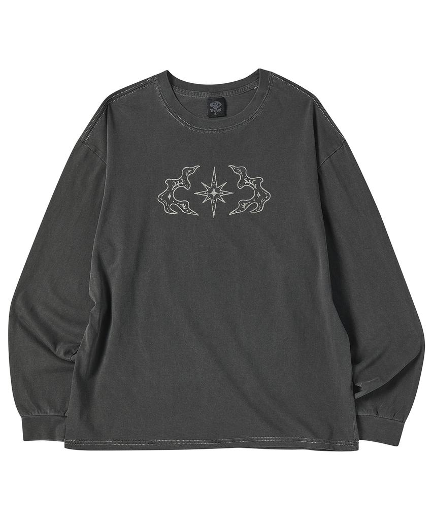 TRAVEL Cross Point Pigment Long Sleeve Black Charcoal