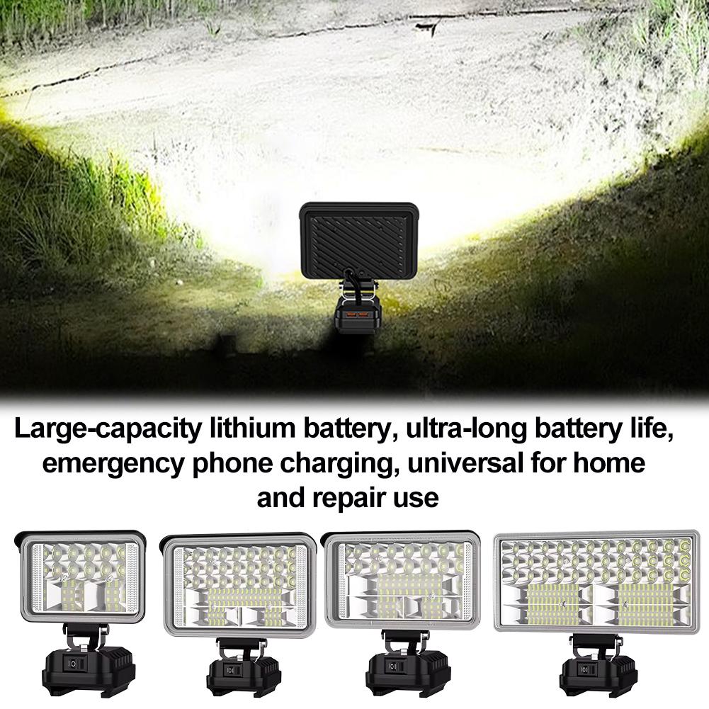 For Makita 18V Emergency Cordless Work Light Multifunctional LED Work Light with USB Interface Outdoor Waterproof Floodlight