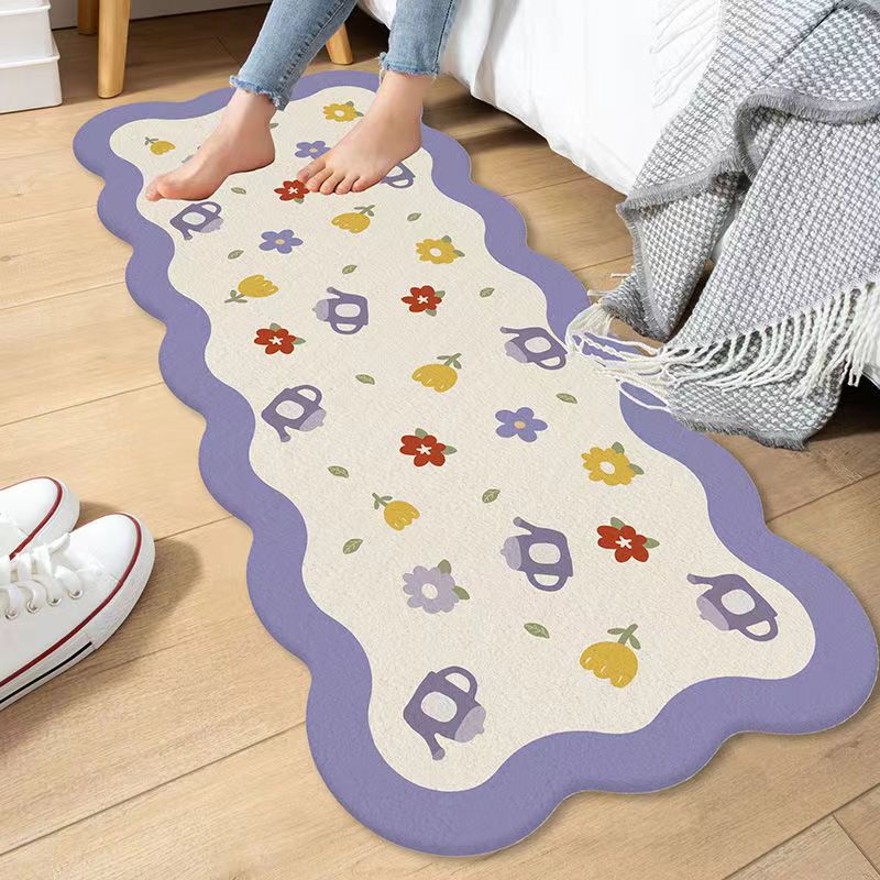 Ins Flowers Bedroom Carpet Small Fresh Bath Mats Soft Floor Rugs Home Entrance Toilet Bathroom Door Absorbent Non-Slip Foot Pad