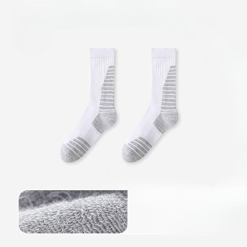 

Men s Autumn and Winter Professional Sports Fitness Sports Shock Non Skid Towel Bottom Mid Tube Socks 1 pair белый