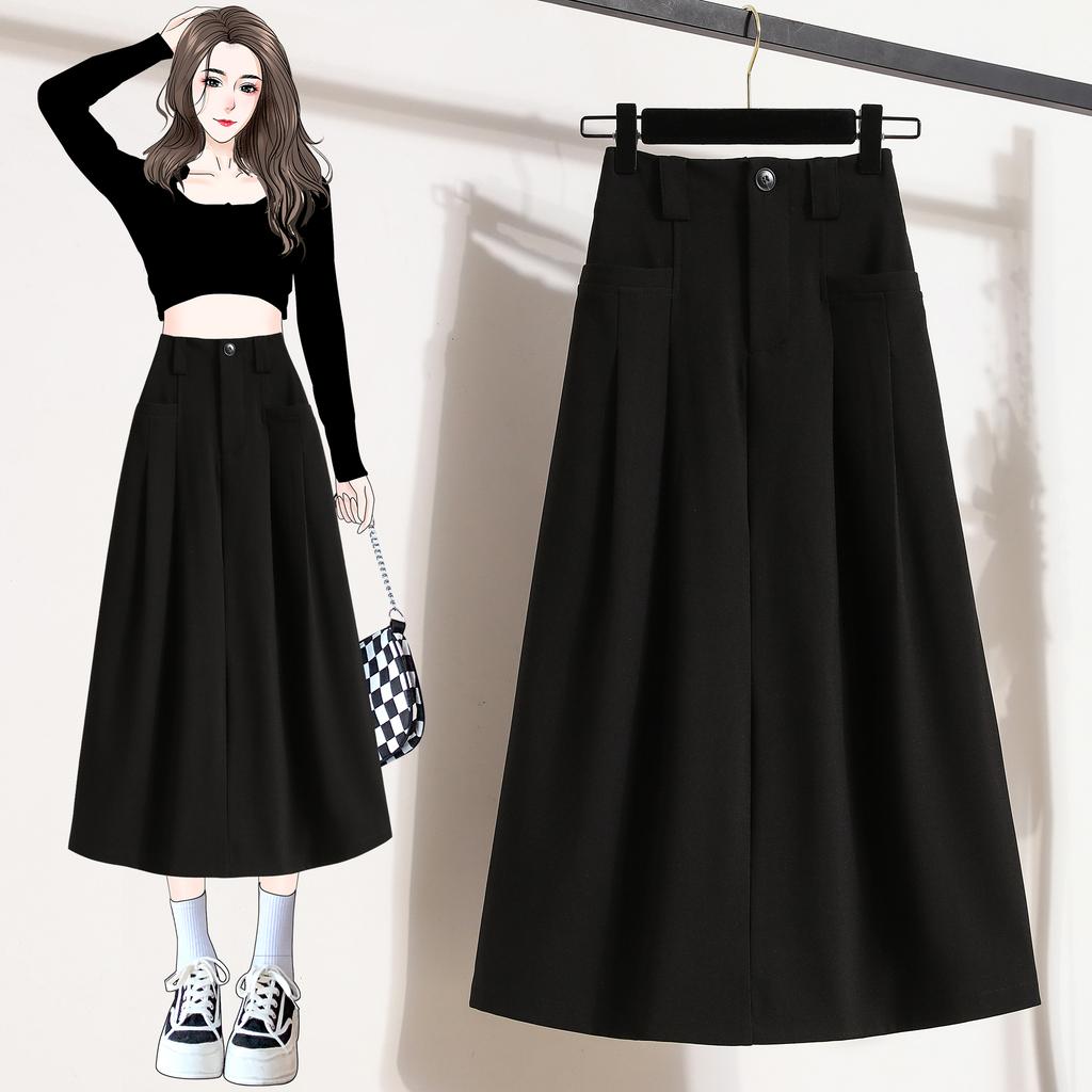 DIMANAF 2025 Women Summer Plus Size High Waist Skirts Vintage Elastic Elegant Long Pleated Skirts 5XL