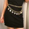 Women Vintage Style Coin Pendant Fringed Waist Chain Sexy Queen Embossed Body Chain