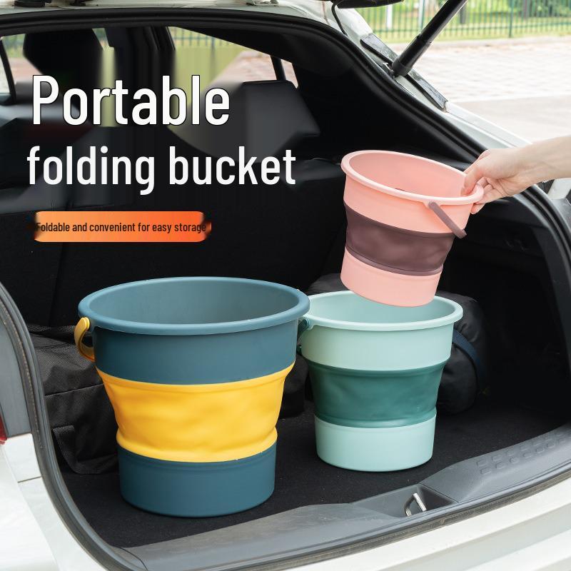 Foldable Car Trash Can & Storage Bin with Umbrella Holder - Suitable for Car Interiors, Outdoor Use, Car Wash, and Fishing.