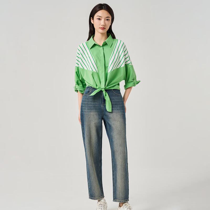 Iveni Colorblock Polo Neck Long Sleeve Shirt S