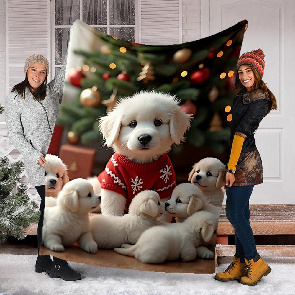 1pc Snowflake Sweater Outdoor Flannel Blanket , Machine Washable Perfect Gift for Birthday , Holiday Travel Accessory , Durable Material