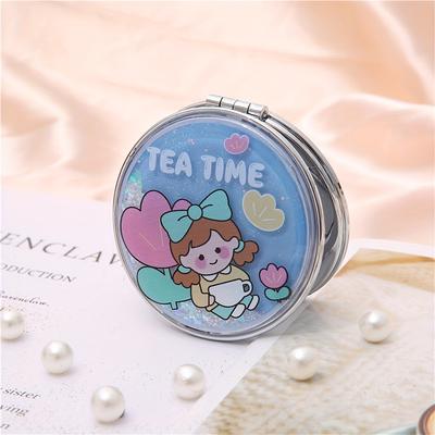 1 Cute Handheld Double-sided Mirror - Foldable Makeup Mirror, Convenient for Students To Carry with Them
