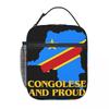 Congolese And Proud Congo Flag Merch Insulated Lunch Bag For Picnic Food Storage Bag Leakproof Cooler Thermal Lunch Box