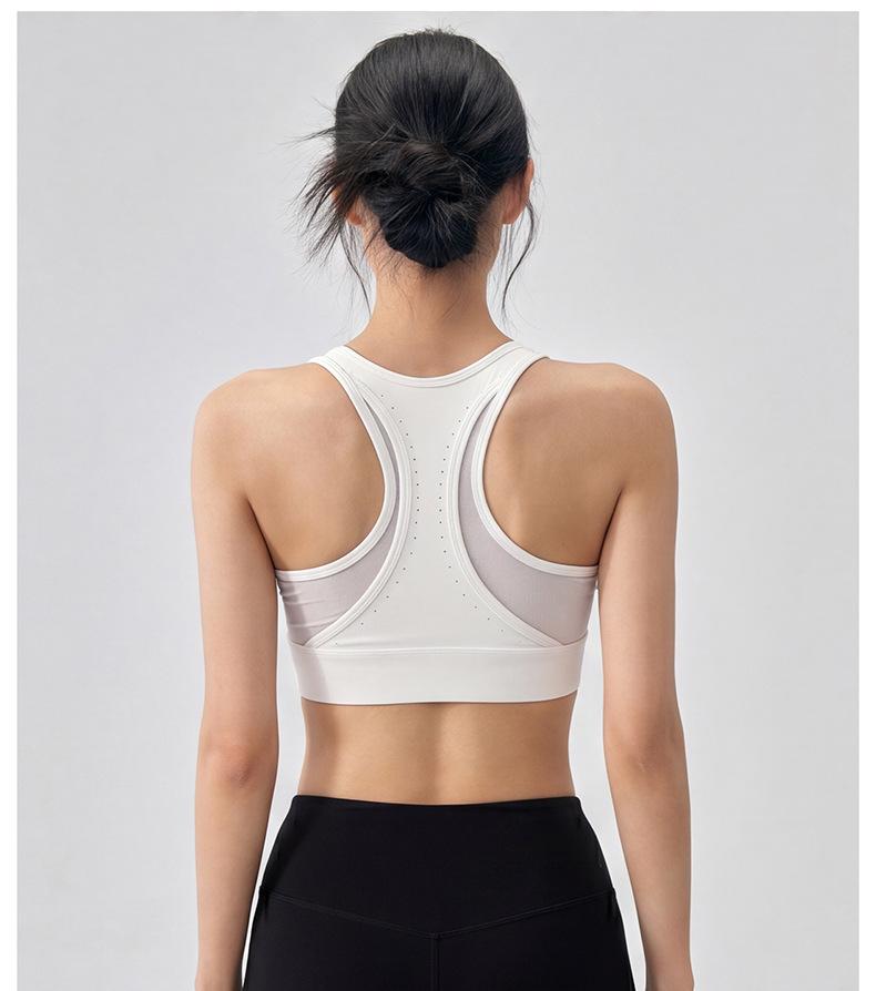 Shockproof Racerback Yoga Tank with Integrated Zip Bra for Large Busts