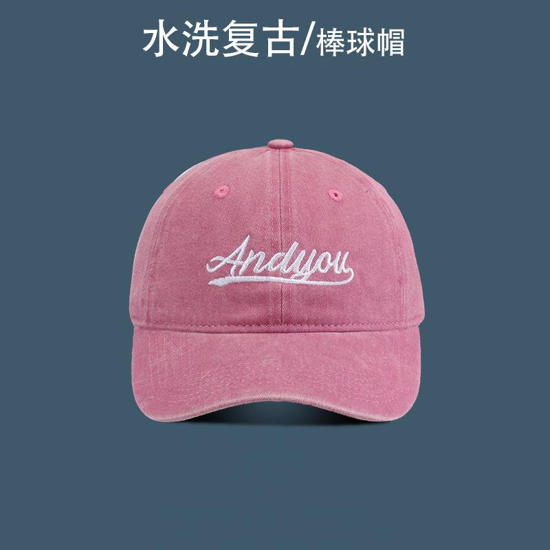 

Spring and autumn washed old baseball cap men s big head circumference summer retro black cap women s sunshade sun protection Adjustable розовый