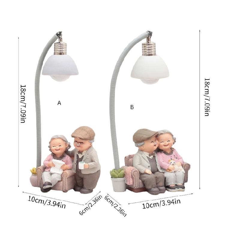 Heartwarmings Elderly Couple Sculpture Elderly Couple Figurine Nightlight for Creating Romantics Home Setting Decors