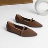 Women Mary Jane Shoes Pointed Toe 2026 Spring Shallow Cross Strap Women Dress Shoes Breathable Knitted Mid-heel Shoes Ladies