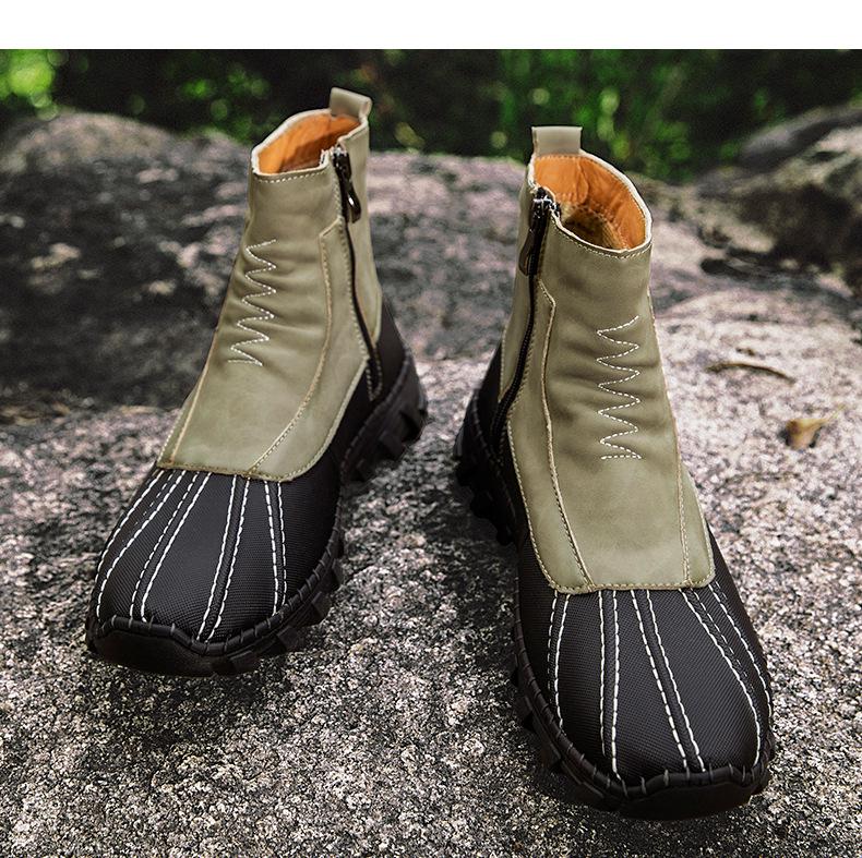Men's High-Top Martin Boots: Fashionable Zipper, Outdoor, Large Size, Handmade Leather for Autumn & Winter