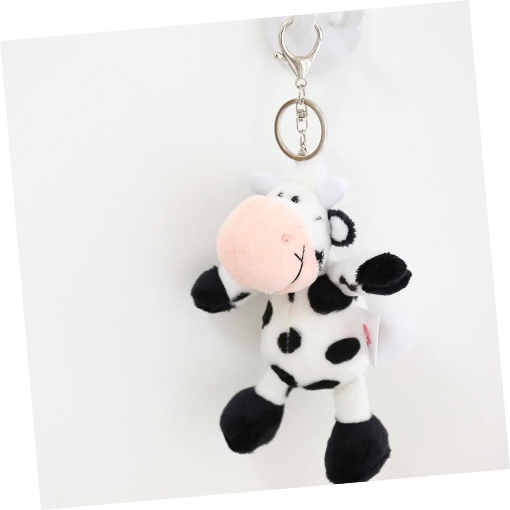 Iplusmile Plush Cow Keychain - Fluffy Animal Charm, Toy, Lightweight, Perfect for Bags, Keychains, Parties, Gifts