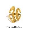 MamacitaSlay 316L Stainless Steel Geometric Line Opening Ring Party Waterproof Jewelry Women's Charm High Quality Ring 2026 Gift