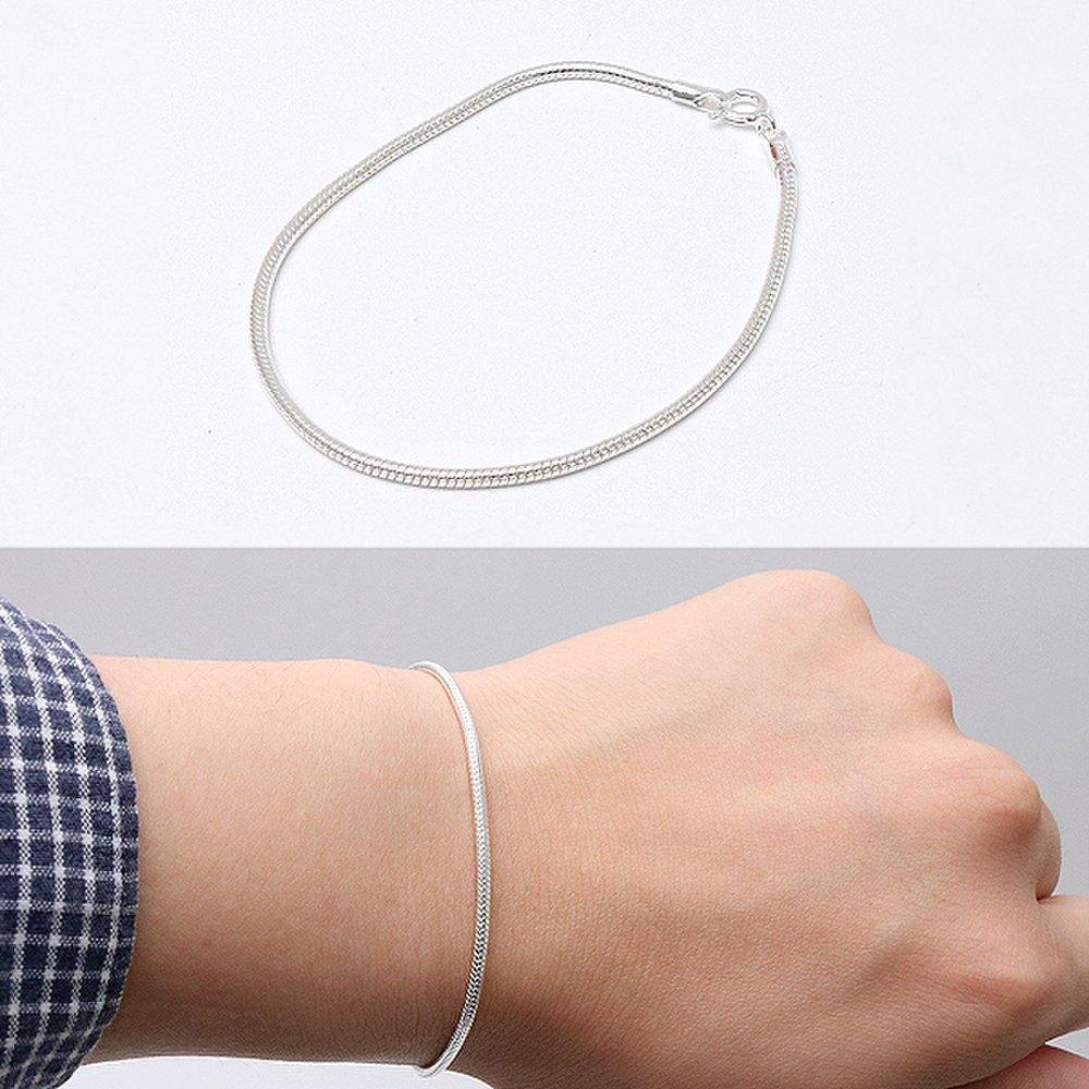 B0488 S925 Silver 2mm Slim Cable Silver Bracelet for Men and Women