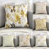 Gold Leaf Flower Pillow Case Sofa Decorative Home Double-sided Print Plush Square Throw Pillow Covers Cushion Decor Cover