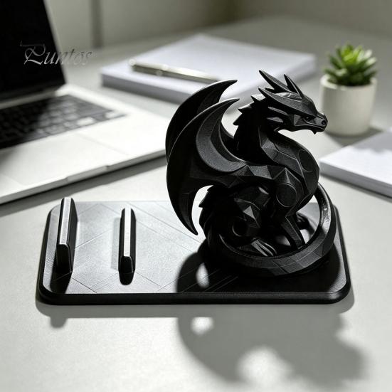 Stable Mobile Phone Mount 3D Printed Dragon Cell Stand, Gothic Smart Stand Holder, Universal Desktop Organizer for Home, Office Figurine