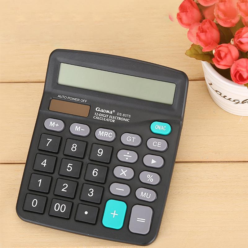 12-Digit Large Lcd Display Calculator Standard Function Calculator With Solar & Battery Dual Power For Home Basic Desktop Office