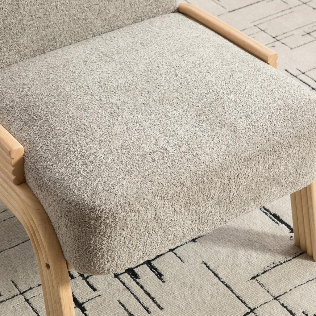 Scandinavian Fabric Lounge Chair – Soft Chenille Fabric and Sturdy Wood Frame, Ideal for Living Room & Bedroom, Gray