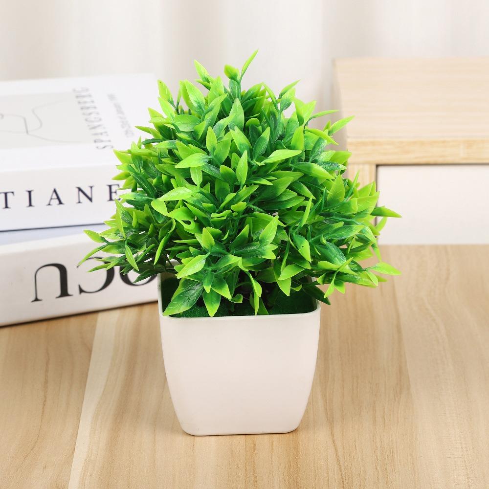Plastic Artificial Plants Potted 8 Styles Home Garden Decor Grass Plants Pot Ornament Green Bonsai Small Tree