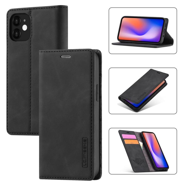 Per iPhone 12 mini LC.IMEEKE Magnetismo Forte Ultra-sottile Custodia a Flip Orizzontale Antiurto in TPU Opaco + Pelle PU con Supporto e Slot per Schede e Portafoglio